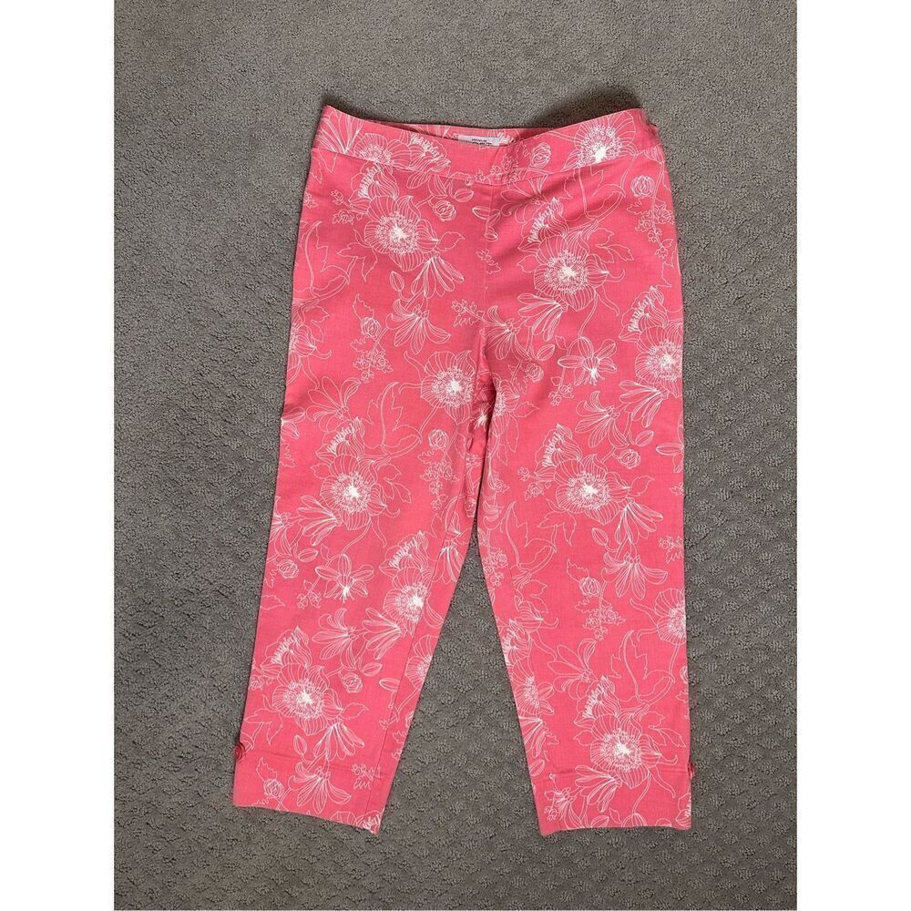 LOFT Pink Floral Cotton capri Pants 6